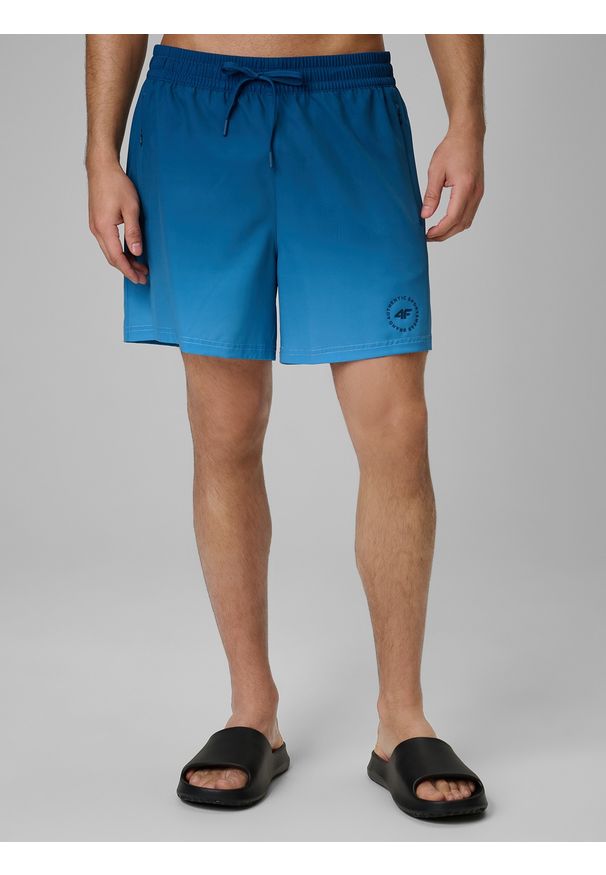 4f - 4F Spodenki plażowe boardshorty męskie - turkusowe S. Kolor: turkusowy. Materiał: tkanina, skóra, materiał