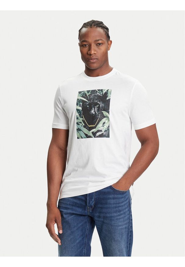 BOSS T-Shirt Te_Animali 50546362 Biały Regular Fit. Kolor: biały. Materiał: bawełna