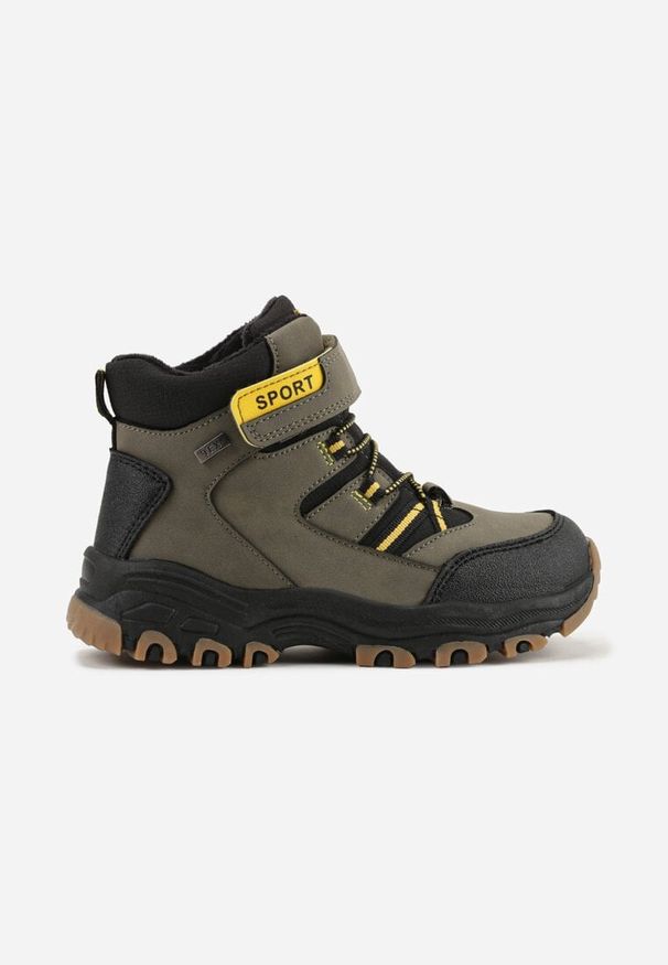 Born2be - Zielone Botki w Trekkingowym Stylu Vices Zapinane na Rzep Nelanella. Okazja: na uczelnię, na spacer. Zapięcie: rzepy. Kolor: zielony. Materiał: jeans. Wzór: kolorowy. Styl: elegancki