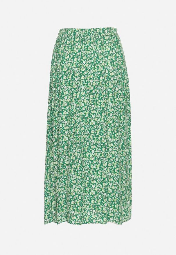Born2be - Zielona Spódnica Midi z Wiskozy z Mocnym Rozcięciem na Boku Aliratta. Kolor: zielony. Materiał: wiskoza. Styl: elegancki