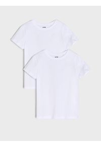 Sinsay - Bawełniana koszulka 2 pack - biały. Kolor: biały. Materiał: bawełna