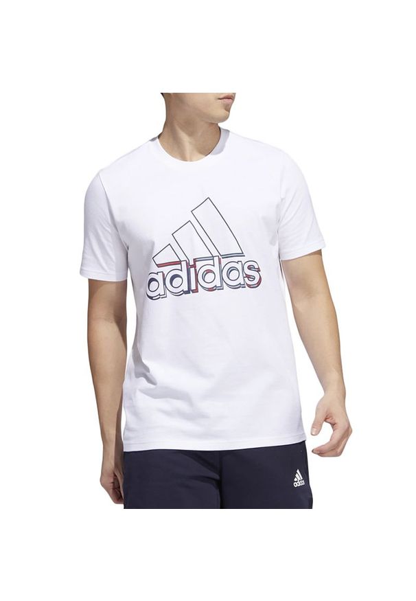 Adidas - Koszulka adidas Dynamic Sport Graphic HK9160 - biała. Kolor: biały. Materiał: bawełna, prążkowany. Długość rękawa: krótki rękaw. Długość: krótkie