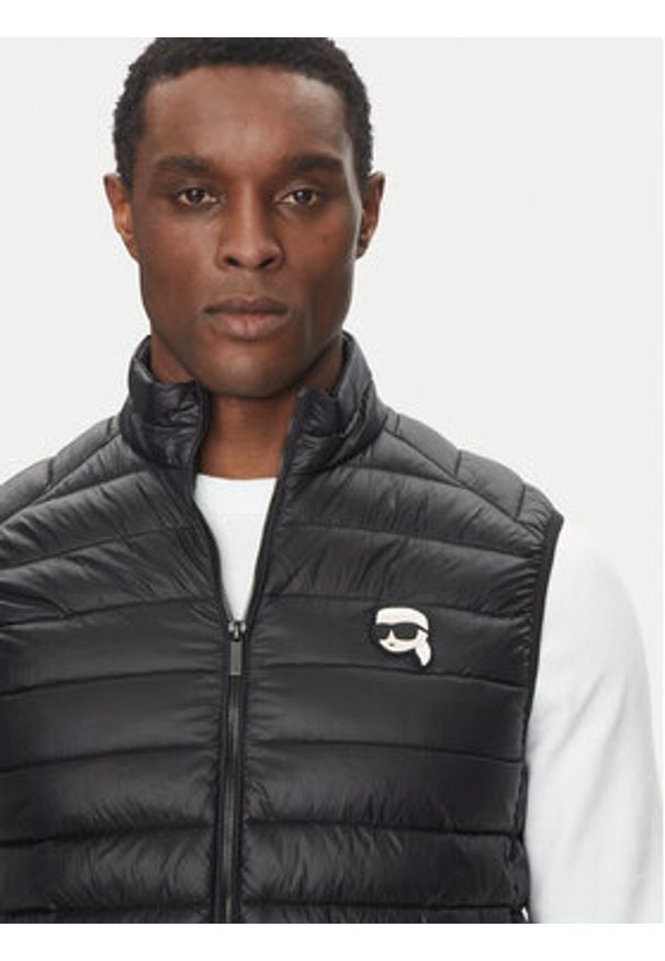 Karl Lagerfeld - KARL LAGERFELD Kamizelka 505711 500590 Czarny Regular Fit. Typ kołnierza: dekolt w karo. Kolor: czarny. Materiał: syntetyk