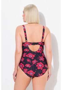 ULLA POPKEN - Damski Kostium kąpielowy kwiaty miękkie miseczki z fiszbinami. Kolekcja: plus size. Kolor: czarny. Materiał: elastan, poliamid, materiał. Wzór: kwiaty