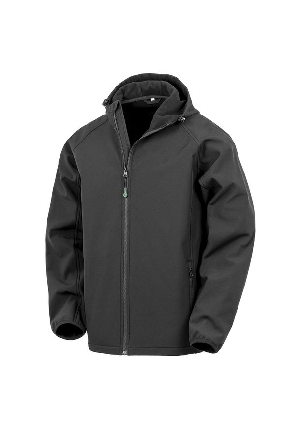 RESULT - 3-warstwowa wodoodporna kurtka z recyklingu z kapturem Result softshell. Typ kołnierza: kaptur. Kolor: czarny. Materiał: softshell