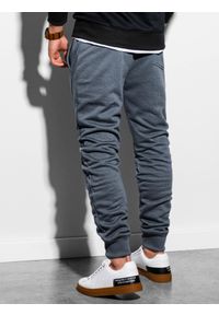 Ombre Clothing - Spodnie męskie dresowe joggery P867 - grafitowe - XXL. Kolor: szary. Materiał: dresówka