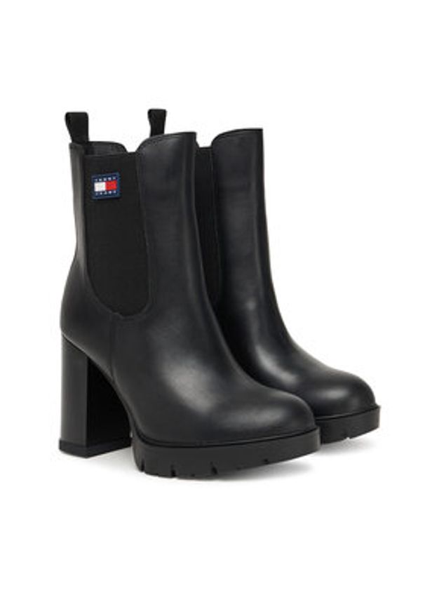 Tommy Jeans Botki Tjw EN0EN02831 Czarny. Kolor: czarny. Materiał: skóra
