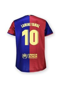 FC Barcelona komplet koszulka spodenki junior Home FCB 2024/25 Lamine Yamal. Kolor: czerwony, niebieski, wielokolorowy. Sport: piłka nożna