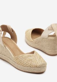 Born2be - Beżowe Sandały na Plecionym Koturnie z Wiązaniem Taloriela. Okazja: na co dzień. Kolor: beżowy. Sezon: lato. Obcas: na koturnie. Styl: casual, elegancki #5