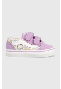 Vans tenisówki dziecięce kolor fioletowy. Nosek buta: okrągły. Zapięcie: rzepy. Kolor: fioletowy. Materiał: guma #1