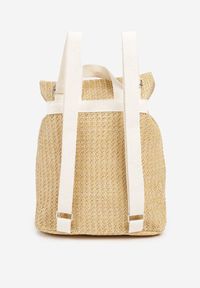 Born2be - Ciemnobeżowy Plecak z Plecionki w Kwiaty z Klapą i Frędzlami Lunilia. Kolor: beżowy. Materiał: jeans. Wzór: kwiaty. Styl: elegancki, casual
