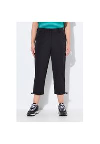 ULLA POPKEN - Damskie spodnie 3/4 softshell super cienkie regulowany dół. Kolekcja: plus size. Kolor: czarny. Materiał: elastan, poliester, materiał. Sport: turystyka piesza