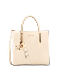 Kazar - Skórzana torebka o regularnym kształcie. Kolor: beżowy. Materiał: skórzane. Styl: wizytowy, biznesowy, elegancki. Rodzaj torebki: na ramię #1