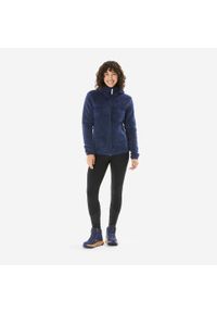 quechua - Polar turystyczny damski Quechua SH500 Warm. Kolor: niebieski. Materiał: poliester, materiał. Długość: długie. Wzór: motyw zwierzęcy #2