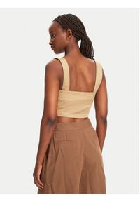 ACCESS FASHION Top 53-2216-502 Beżowy Slim Fit. Kolor: beżowy. Materiał: bawełna #3