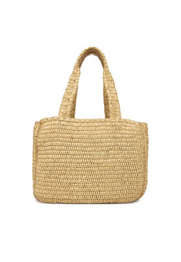 Calvin Klein Torebka Bold Ck Raffia Medium Tote LV04F3447G Beżowy. Kolor: beżowy