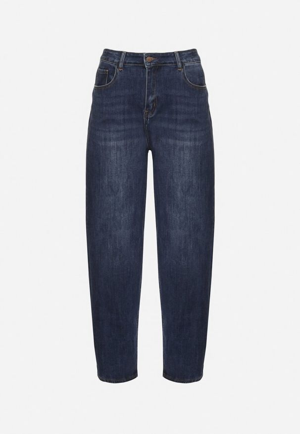 Born2be - Niebieskie Jeansy o Kroju Barrel z Wysokim Stanem Salisana. Okazja: na co dzień. Stan: podwyższony. Kolor: niebieski. Styl: casual, elegancki