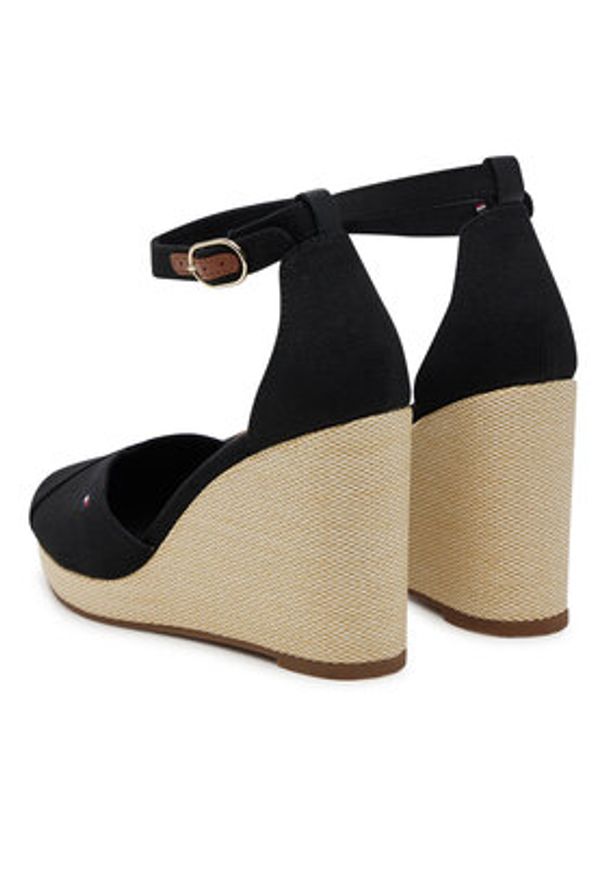 TOMMY HILFIGER - Tommy Hilfiger Półbuty Flag High Wedge Espad Closed Toe FW0FW08494 Czarny. Kolor: czarny. Materiał: materiał