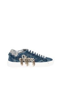 Patrizia Pepe Sneakersy | 2V9435 A6M4 | Kobieta | Niebieski. Kolor: niebieski. Materiał: materiał. Wzór: napisy, aplikacja