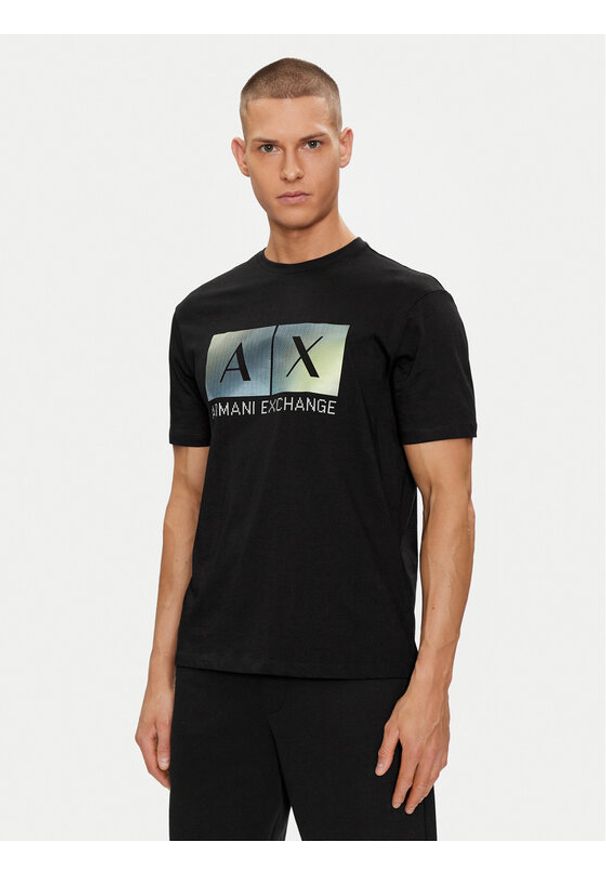 Armani Exchange T-Shirt 3DZTJB ZJBYZ 1200 Czarny Regular Fit. Kolor: czarny. Materiał: bawełna