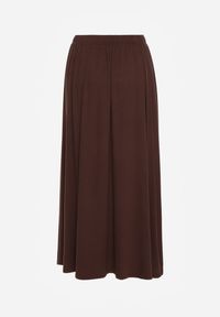 Renee - Brązowa Rozkloszowana Spódnica z Bawełny Tussala. Kolor: brązowy. Materiał: bawełna. Styl: elegancki #6