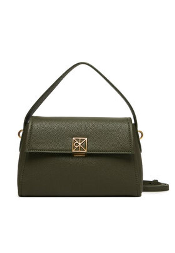 Calvin Klein Torebka Emblem Hw Pebble Shoulder Bag 25 LV04F3425G Zielony. Kolor: zielony. Materiał: skórzane