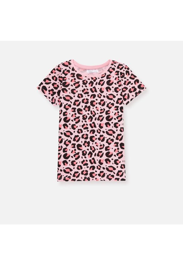 Sinsay - Koszulka z drobnym nadrukiem - Różowy. Kolor: różowy. Wzór: nadruk