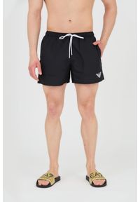 Emporio Armani - EMPORIO ARMANI Czarne męskie kąpielówki De bain logo brodé, Rozmiar 52. Kolor: czarny