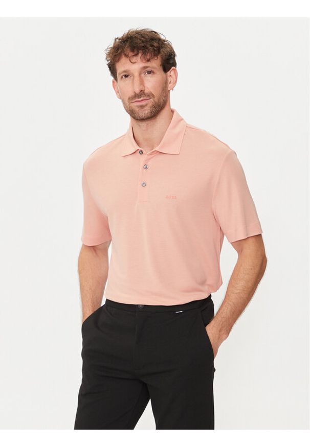 BOSS - Boss Polo Press 55 50508830 Różowy Regular Fit. Typ kołnierza: polo. Kolor: różowy. Materiał: wiskoza
