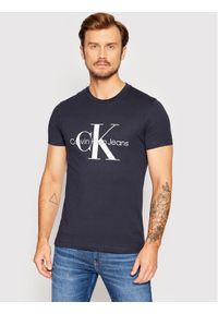 Calvin Klein Jeans T-Shirt J30J320935 Granatowy Slim Fit. Kolor: niebieski. Materiał: bawełna