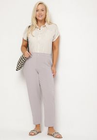 Born2be - Szare Spodnie o Prostym Kroju z Gumką w Talii Filavia. Okazja: na co dzień. Kolor: szary. Styl: sportowy, elegancki, casual #6