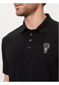 Karl Lagerfeld - KARL LAGERFELD Polo 745023 542221 Czarny Regular Fit. Typ kołnierza: polo. Kolor: czarny. Materiał: bawełna