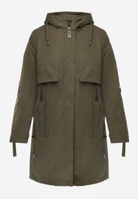 Born2be - Zielona Przejściowa Kurtka Parka z Kapturem i Podwijanymi Rękawami Tinarose. Okazja: na spacer, na co dzień. Typ kołnierza: kaptur. Kolor: zielony. Materiał: jeans, dresówka. Styl: casual #4