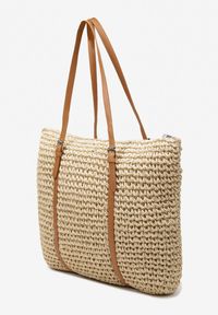 Renee - Jasnobeżowa Torebka z Plecionki w Stylu Boho z Ozdobnymi Rączkami Iltanin. Kolor: beżowy. Sezon: lato. Styl: boho