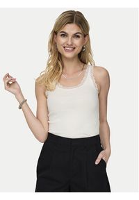 only - ONLY Top Sara 15345994 Kremowy Slim Fit. Kolor: kremowy. Materiał: bawełna #2
