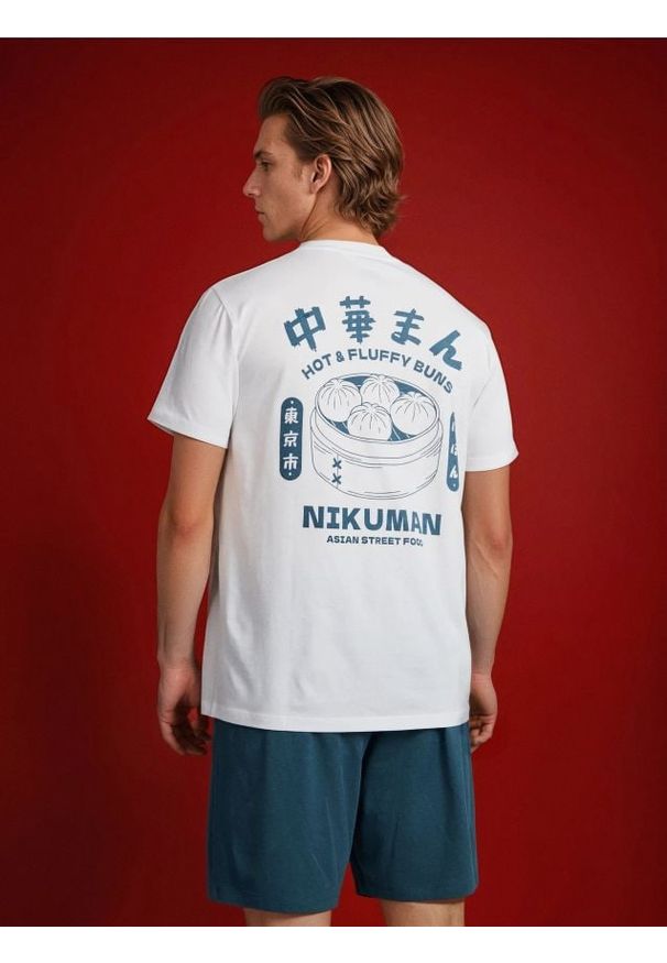 Sinsay - Bawełniana piżama z nadrukiem na plecach - wielobarwny. Materiał: bawełna. Wzór: nadruk