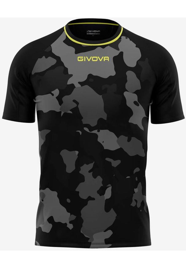 T-shirt Męski Givova Armia Czarny-Szary L-Sportowy i Oddychający. Kolor: szary, wielokolorowy, brązowy, czarny, zielony. Materiał: poliester. Wzór: haft, nadruk. Sport: fitness, piłka nożna