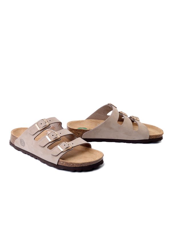 Dr. Brinkmann - DR. BRINKMANN 701004-08 taupe, klapki damskie. Kolor: beżowy. Materiał: skóra