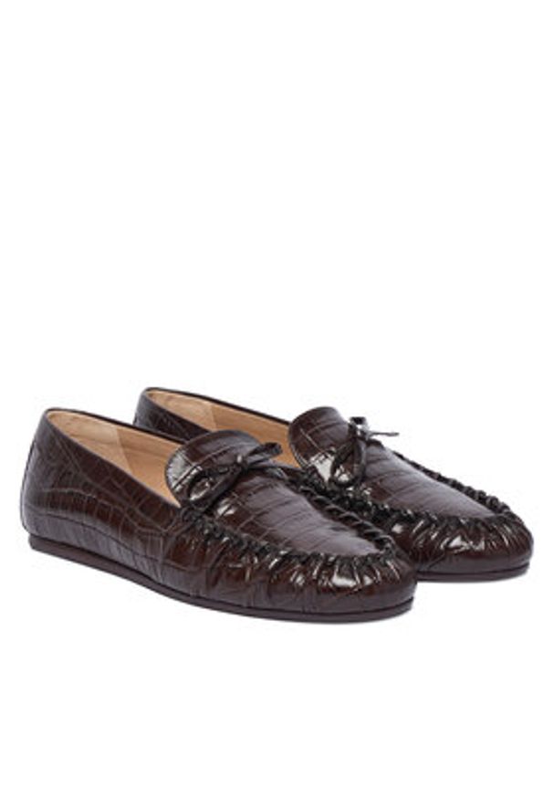 Stuart Weitzman Mokasyny Britt Bow SM416 Brązowy ciemny. Kolor: brązowy. Materiał: skóra