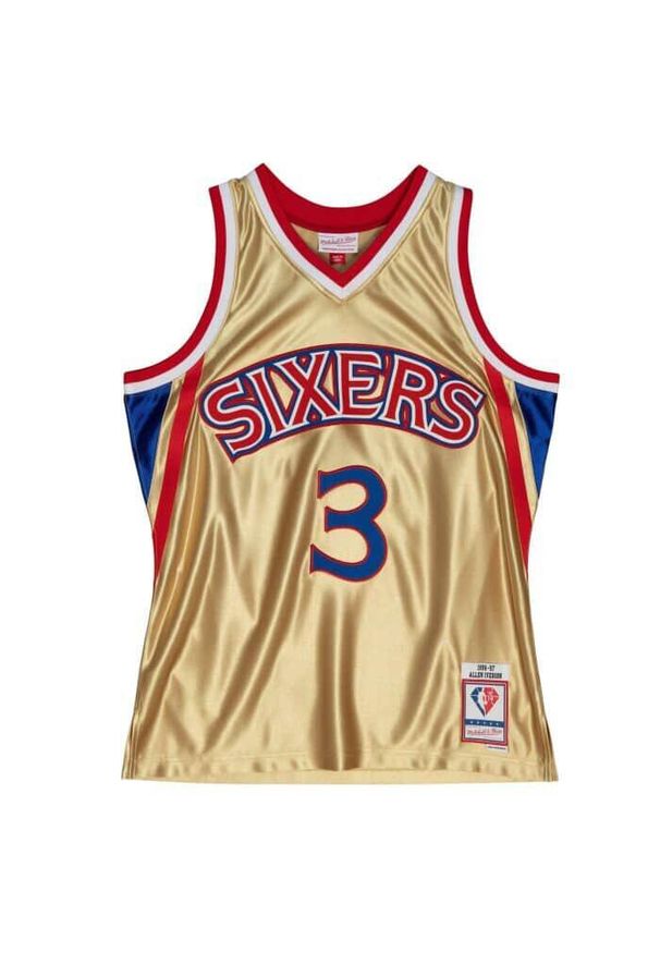 Mitchell & Ness - Jersey Philadelphia 76ers. Kolor: żółty. Materiał: jersey. Sport: koszykówka