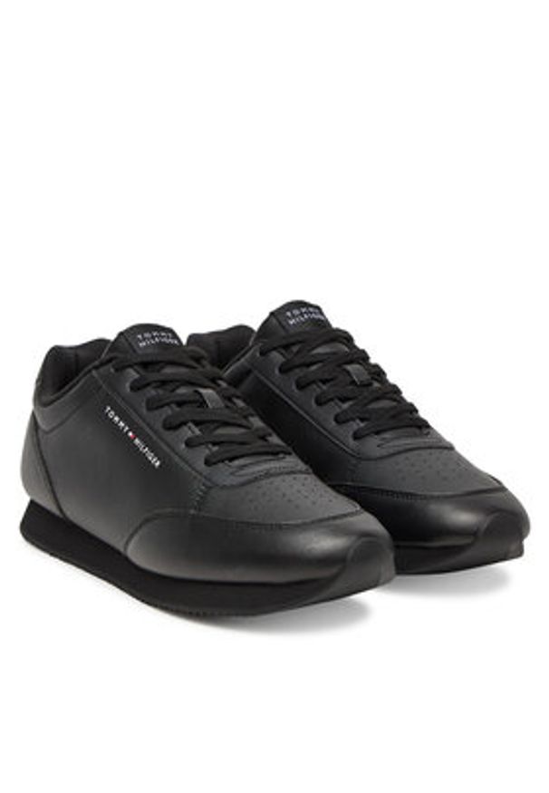 TOMMY HILFIGER - Tommy Hilfiger Sneakersy Lo Runner Pu Mix FM0FM05419 Czarny. Kolor: czarny. Materiał: skóra