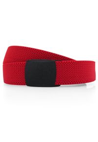 Modini - Czerwony elastyczny pasek do spodni z czarną klamrą PT17. Kolor: czarny, wielokolorowy, czerwony. Materiał: guma #1