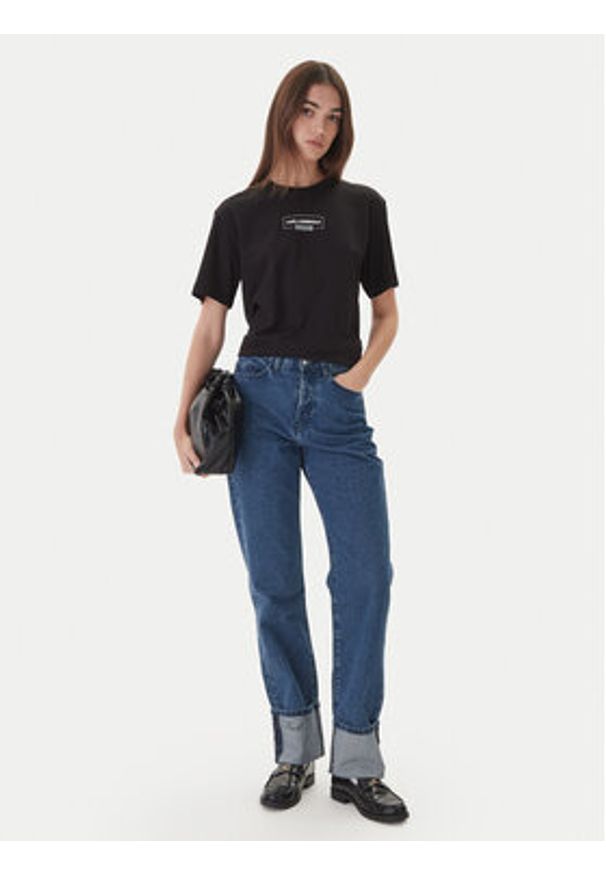 Karl Lagerfeld Jeans T-Shirt A4W17003 Czarny Relaxed Fit. Kolor: czarny. Materiał: bawełna