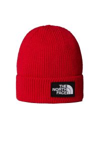 Czapka unisex The North Face Logo Box Beanie 0A8CHE6821 - czerwona. Kolor: czerwony. Materiał: poliester. Wzór: aplikacja. Styl: klasyczny #1