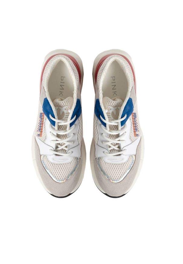 Pinko Sneakersy "Zaffiro" | IH20LZ Y5BR | Kobieta | Czerwony, Biały, Niebieski. Okazja: na co dzień. Kolor: biały, czerwony, wielokolorowy, niebieski. Materiał: skóra