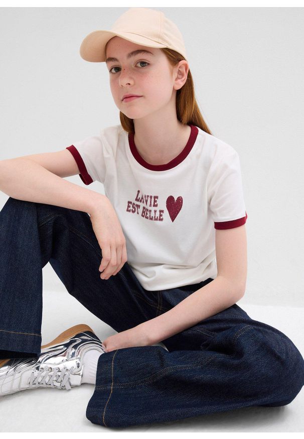 bonprix - T-shirt z czystej bawełny organicznej. Kolor: biały. Materiał: bawełna