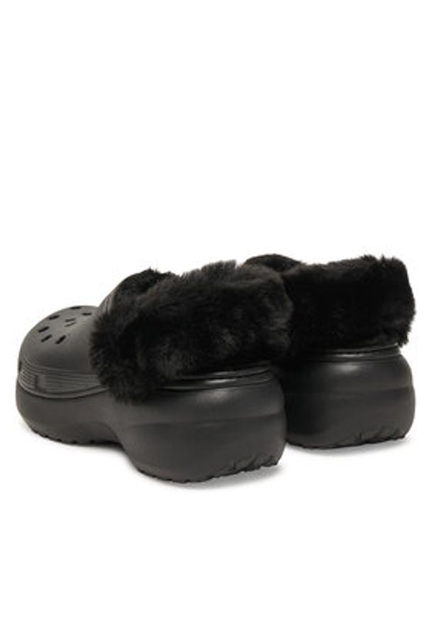 Crocs Klapki Classic Platform Fuzz Lined Clog 212854 Czarny. Kolor: czarny. Obcas: na platformie