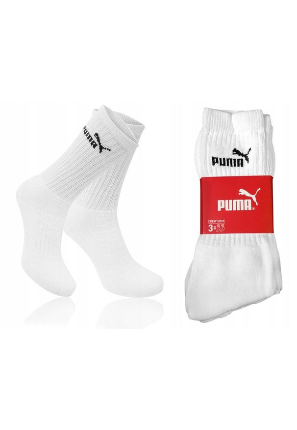 Puma - Wysokie skarpetki dla dorosłych Crew. Kolor: biały. Materiał: poliester, poliamid, bawełna, elastan. Sport: fitness