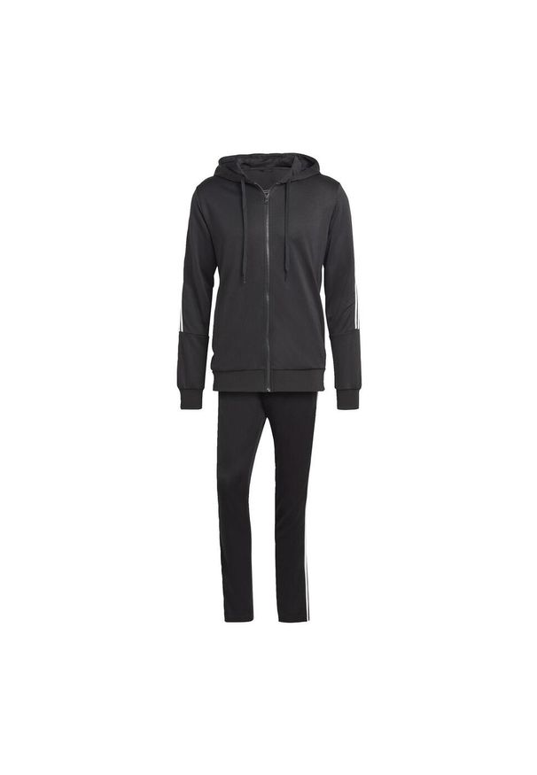 Adidas - 3-Stripes Track Suit. Kolor: czarny, biały, wielokolorowy. Materiał: dresówka, materiał. Sport: fitness