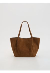 Reserved - Torebka shopper z imitacji zamszu - brązowy. Kolor: brązowy. Materiał: zamszowe